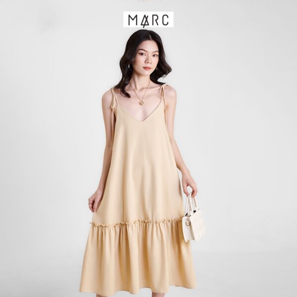 Đầm nữ MARC FASHION linen midi 2 dây xẻ V CBLH0492 - Hình ảnh 6