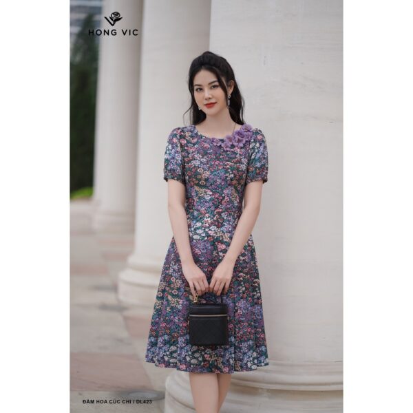 Đầm nữ thiết kế Hong Vic hoa cúc chi DL423 - Hình ảnh 4