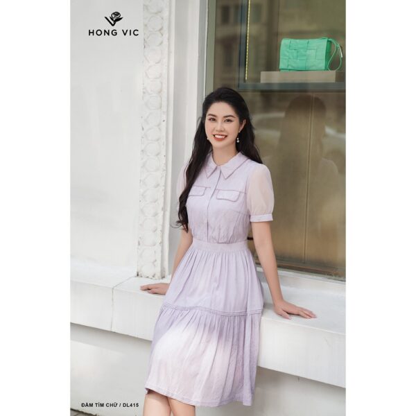 Đầm nữ thiết kế Hong Vic tím chữ DL415 - Hình ảnh 4