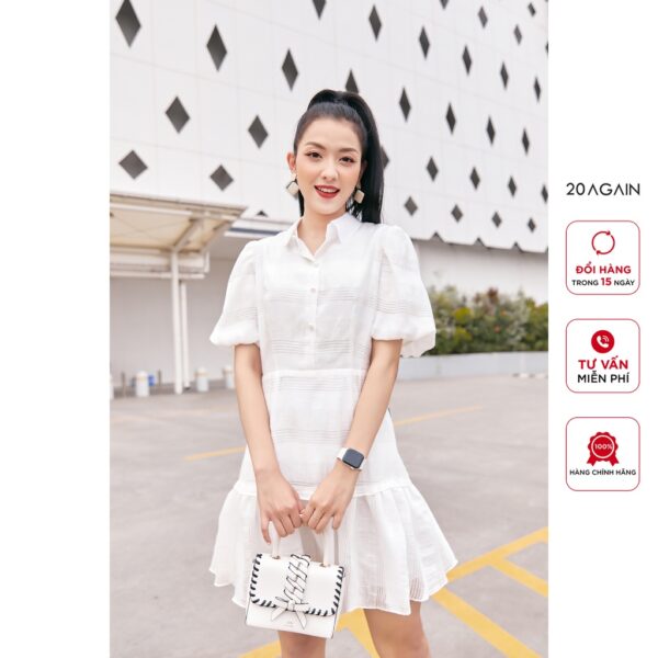 Đầm ngắn tay cổ đức 20 AGAIN, thiết kế tay bồng DEA2213