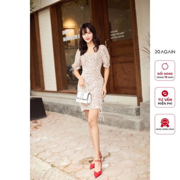 Đầm ôm nhún cổ vuông 20AGAIN, thiết kế tinh tế, sành điệu DEA2294 - Hình ảnh 5