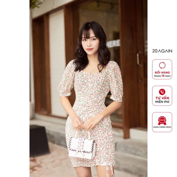 Đầm ôm nhún cổ vuông 20AGAIN, thiết kế tinh tế, sành điệu DEA2294 - Hình ảnh 6