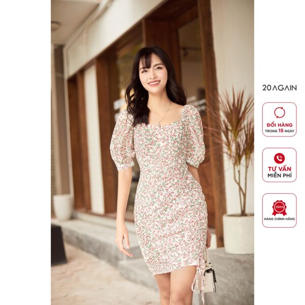Đầm ôm nhún cổ vuông 20AGAIN, thiết kế tinh tế, sành điệu DEA2294 - Hình ảnh 8