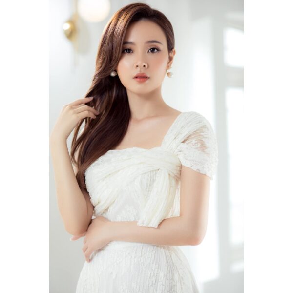 Đầm ren lệch vai có dây nữ lalla - Hình ảnh 8