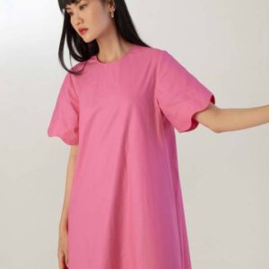 Đầm suông cotton cách điệu tay Mauve Cotton dress