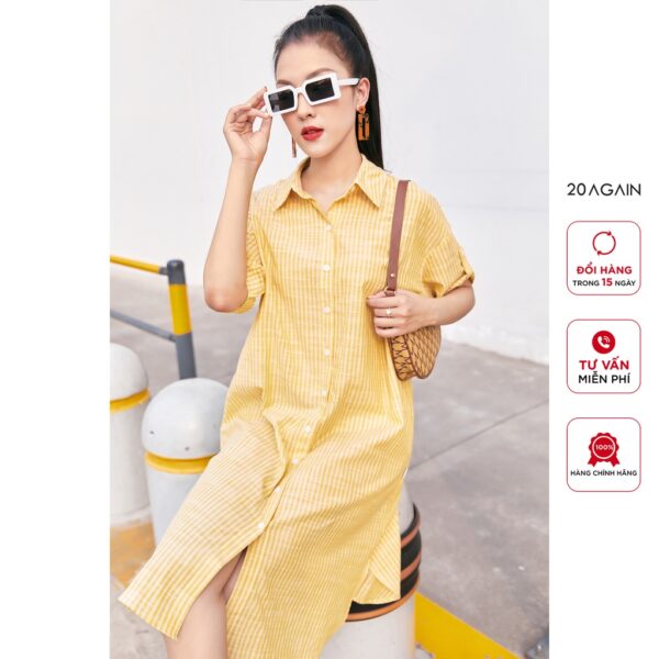 Đầm suông ngắn tay 20 AGAIN, thiết kế kiểu sơ mi trẻ chung DXA2391 - Hình ảnh 4