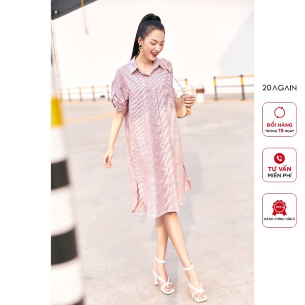 Đầm suông ngắn tay 20 AGAIN, thiết kế kiểu sơ mi trẻ chung DXA2391