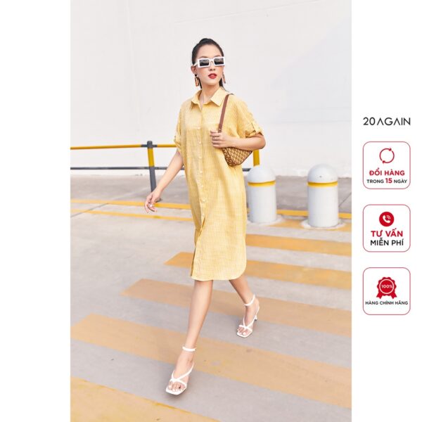 Đầm suông ngắn tay 20 AGAIN, thiết kế kiểu sơ mi trẻ chung DXA2391 - Hình ảnh 9