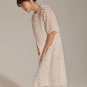 Đầm voan lụa chấm bi Mauve Pokadot dress