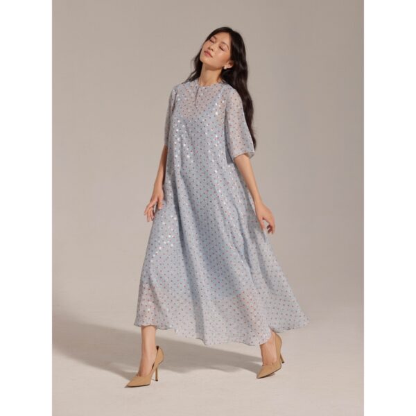 Đầm voan lụa chấm bi Mauve Pokadot dress - Ảnh 3