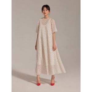 Đầm voan lụa chấm bi Mauve Pokadot dress