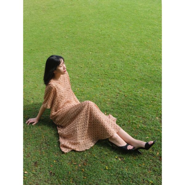 Đầm voan lụa chấm bi Mauve Pokadot dress - Ảnh 8