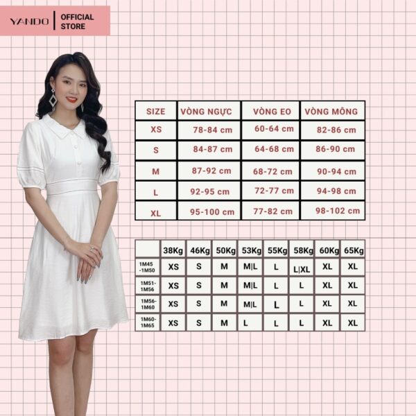 [Flash Sale] Đầm Xòe Tay Phồng Cổ Bẻ YANDO DA11 - Ảnh 5