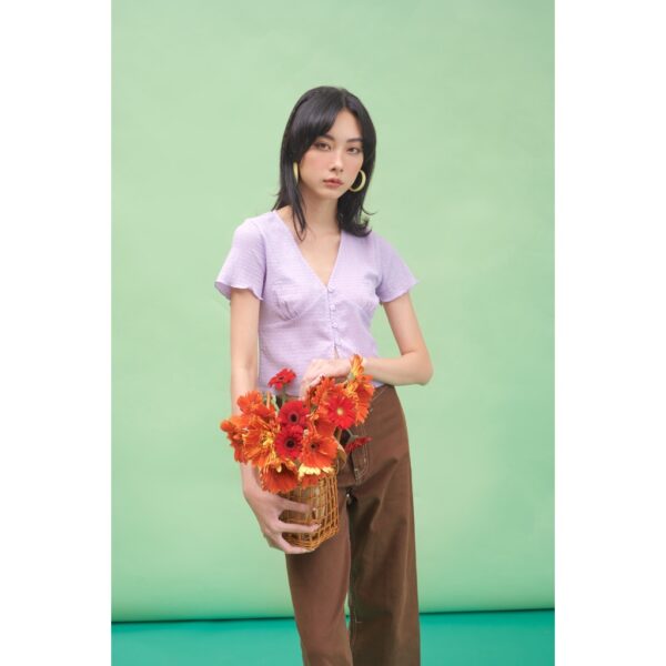 Happy Zoo - Áo thun crop cổ V ( 4 màu ) - Hình ảnh 3