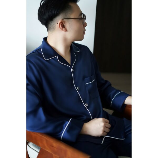 Lilas Blanc Bộ Pijama Lụa Nam - Hình ảnh 2