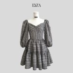 Lyza – Đầm Caro Tay Phồng