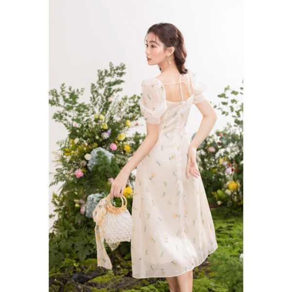 [Mã 55FASHIONSALE giảm 12% đơn 99K] TIELA Đầm váy hoa vàng nhún eo - Grace Dress - Hình ảnh 5