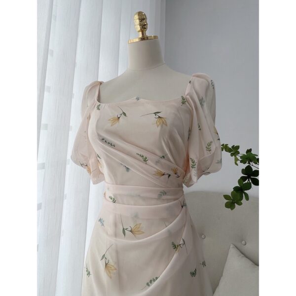 [Mã 55FASHIONSALE giảm 12% đơn 99K] TIELA Đầm váy hoa vàng nhún eo - Grace Dress - Hình ảnh 8