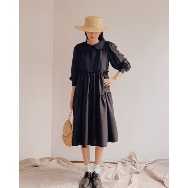 [Mã LTP50 giảm 50000 đơn 150000] The19Club - Váy cotton cổ sen dáng xòe Olivia Dress - Ảnh 3