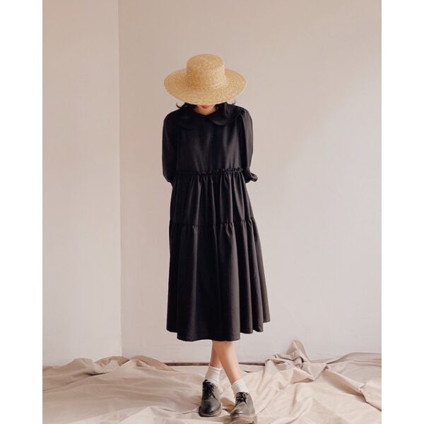 [Mã LTP50 giảm 50000 đơn 150000] The19Club - Váy cotton cổ sen dáng xòe Olivia Dress - Ảnh 4