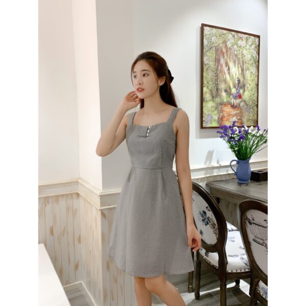 [Ảnh thật] [Chính hãng] Đầm nữ 2 dây caro nhí Yando DA03 Phối Nút Siêu Xinh - Ảnh 3