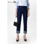 Quần jeans nữ vén ống IVY moda MS 25B8894