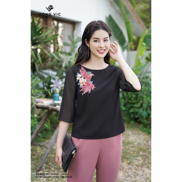 Quần nữ thiết kế Hong Vic baggy hồng tím QD30 - Hình ảnh 3