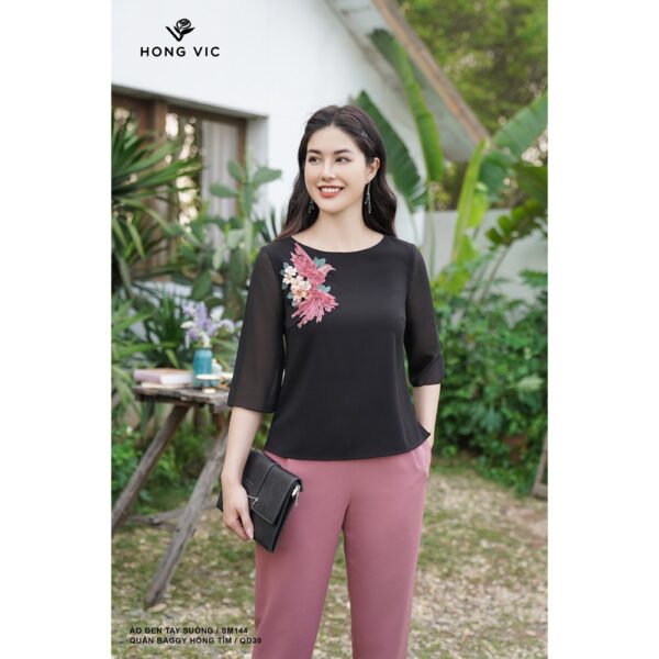 Quần nữ thiết kế Hong Vic baggy hồng tím QD30 - Hình ảnh 4