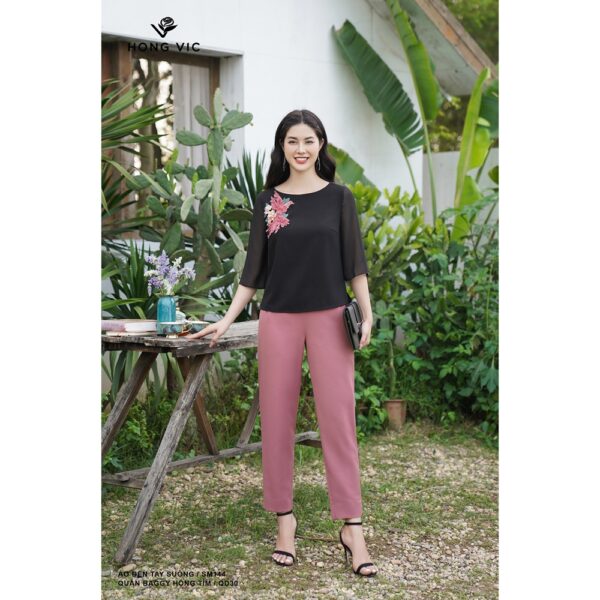 Quần nữ thiết kế Hong Vic baggy hồng tím QD30