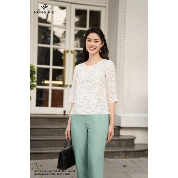 Quần nữ thiết kế Hong Vic baggy xanh mint QD30 - Ảnh 3