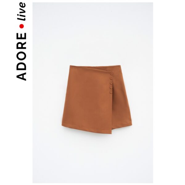 Quần short giả váy khuy bọc lệch vạt màu gạch cháy 2LCV3005 ADORE DRESS