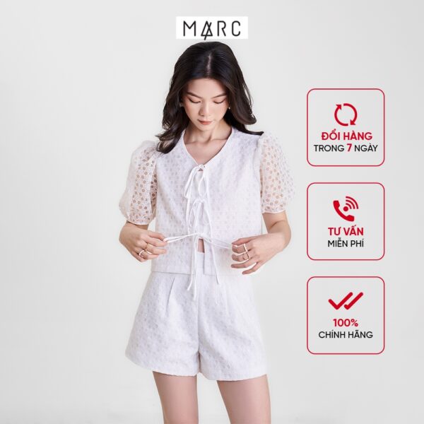 Quần short nữ MARC FASHION lưng cao vải sheer hoa FALH0417