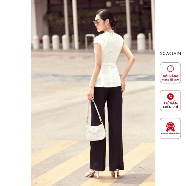 Quần tây nữ ống rộng 20AGAIN công sở cạp rời 2 cúc QAA1934 - Hình ảnh 3