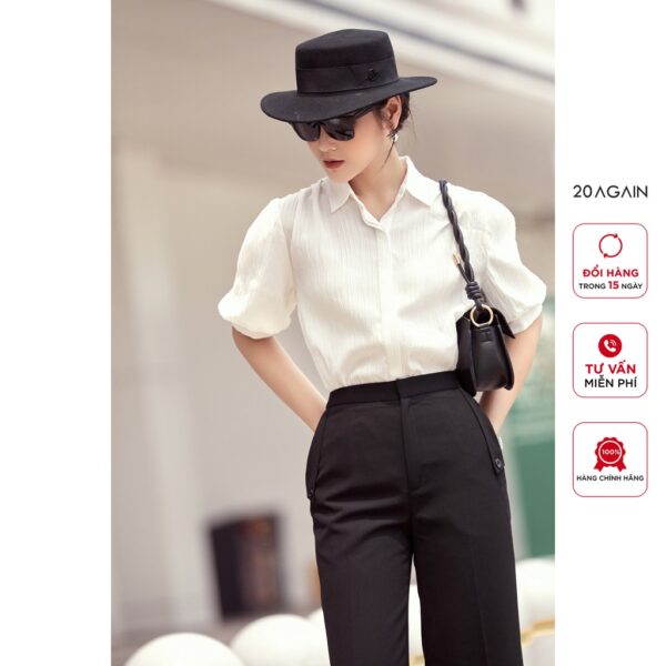 Quần tây nữ ống rộng 20AGAIN công sở cạp rời 2 cúc QAA1934 - Hình ảnh 4