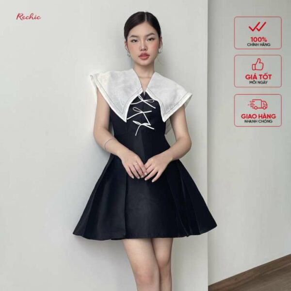 RECHIC Đầm ngắn Letia chiết eo dáng ngắn phù hợp đi làm dạo phố