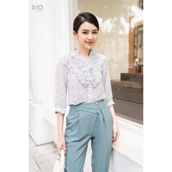Sơ mi cổ tàu, thân kẹp bèo tay lỡ A1009-22 - Hình ảnh 2