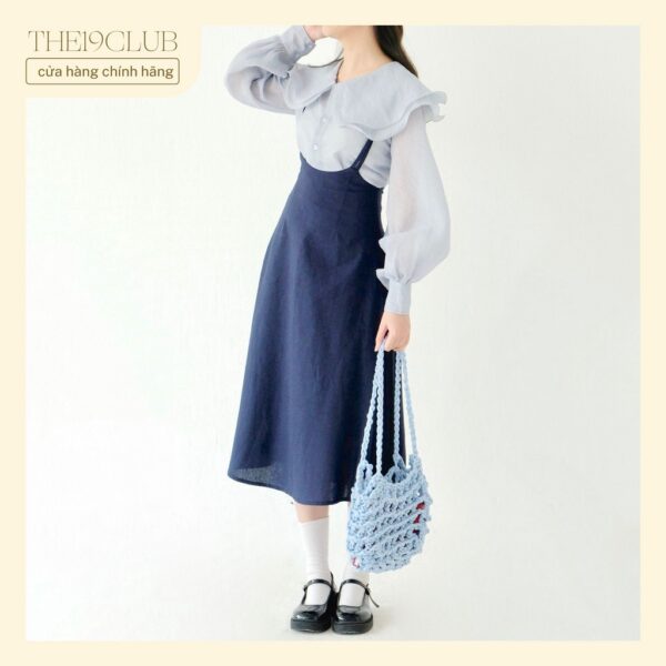 THE19CLUB - Chân váy yếm linen 4 màu sắc có dây điều chỉnh - Zoe Skirt - Hình ảnh 6