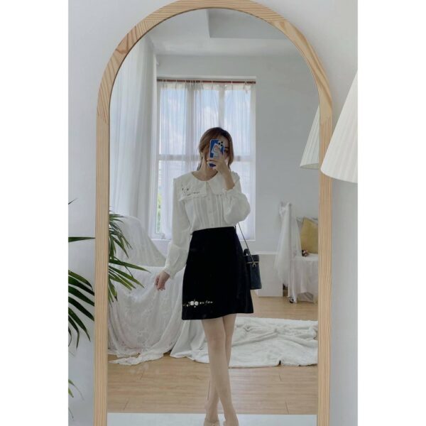 TIELA Áo tay dài thêu hoa - Bông gòn shirt - Ảnh 5