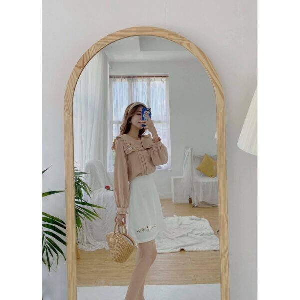 TIELA Áo tay dài thêu hoa - Bông gòn shirt - Ảnh 6