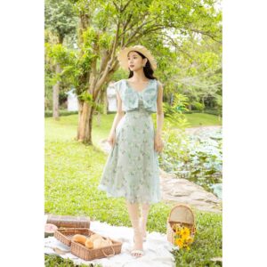 TIELA Đầm váy dài xếp nơ ở ngực-Sophie Dress