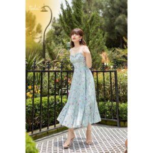TIELA Đầm váy hoa dập ly bèo ngực - Fae Dress