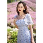 TIELA Đầm váy hoa xếp ngực ba tầng – Nomi Dress