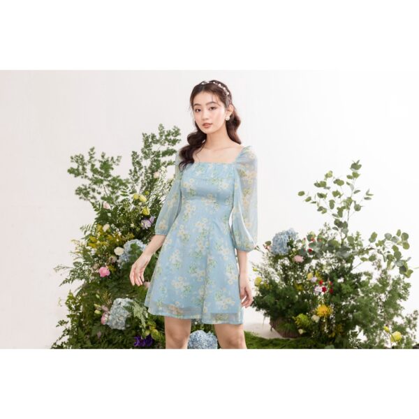 TIELA Đầm váy hoa xanh nhún ngực-Lucy Dress - Hình ảnh 2