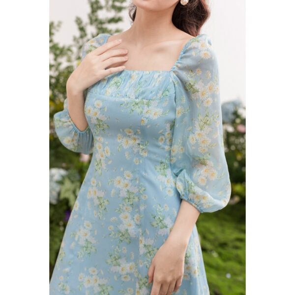 TIELA Đầm váy hoa xanh nhún ngực-Lucy Dress