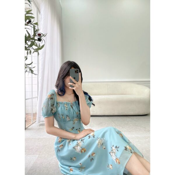 TIELA Đầm váy hoa xanh nhún ngực - Nene Dress - Hình ảnh 3