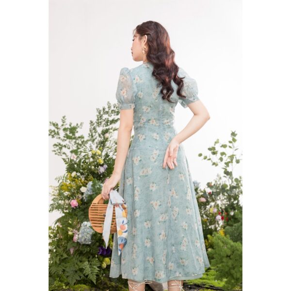 TIELA Đầm váy xanh bạc hà hoa hồng-Jena Dress - Hình ảnh 5