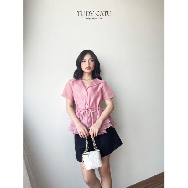 TUBYCATU | Áo organza cổ bẻ rút eo nhiều màu - Hình ảnh 7