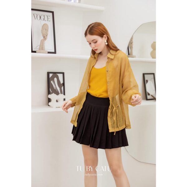TUBYCATU | Áo sơ mi organza cột 1 bên nude/ trắng/ vàng/ nâu/ đen/ xanh - Hình ảnh 6
