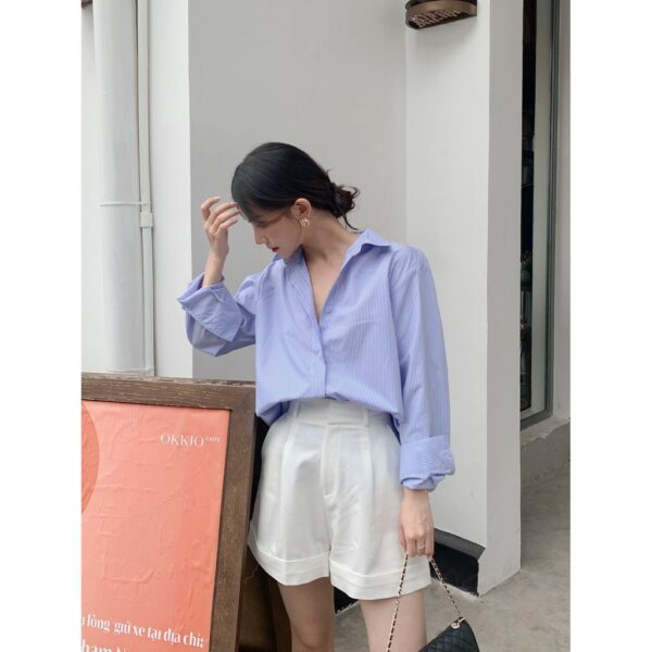 TUBYCATU | Áo sơ mi sọc xanh nhí - Hình ảnh 3