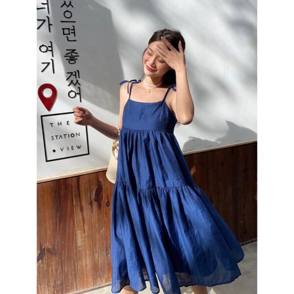 TUBYCATU | Đầm hai dây organza kem/ trắng/ xanh đen/ nude 2 tầng - Ảnh 8